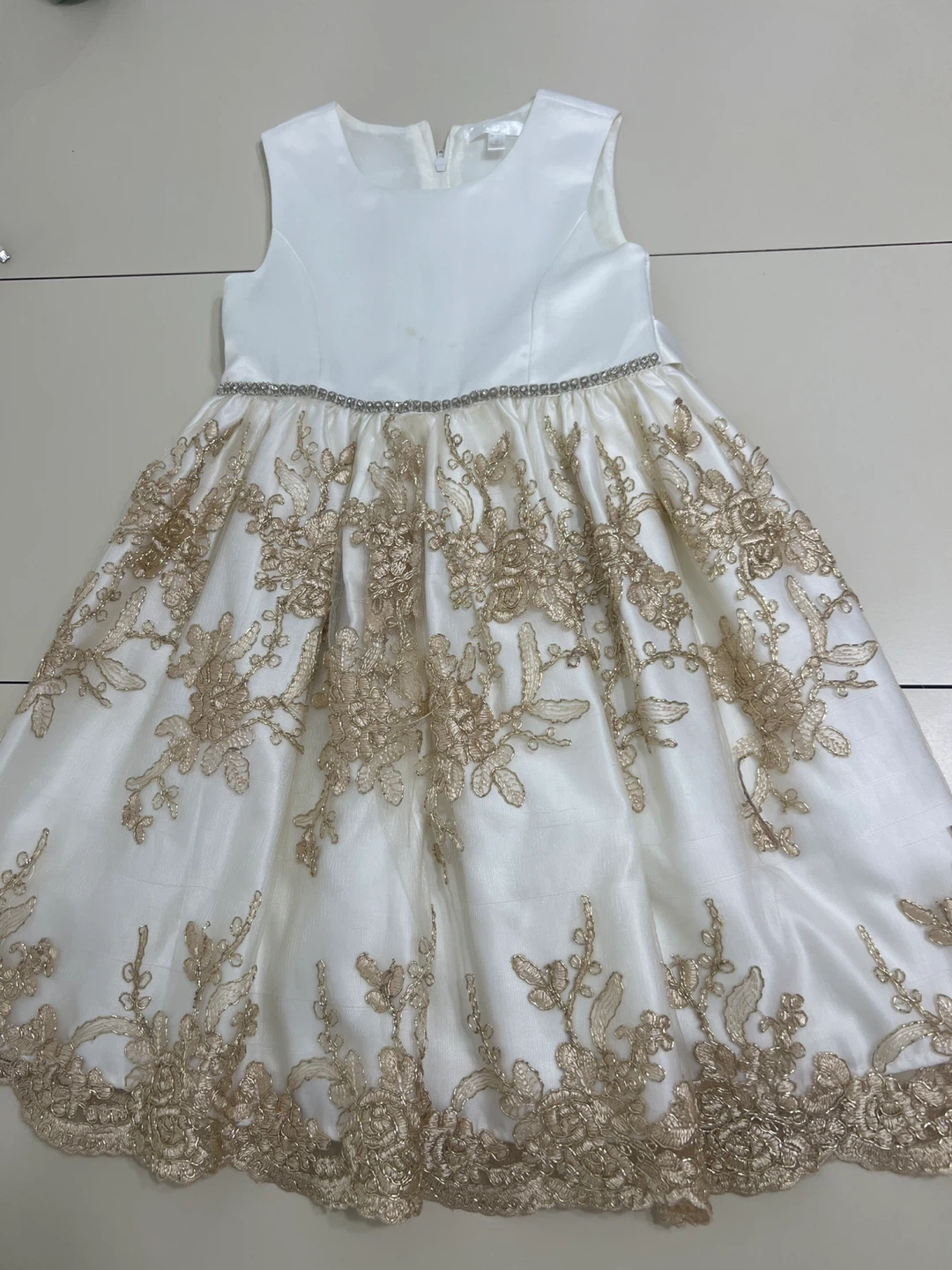 White & Gold Lace Dress