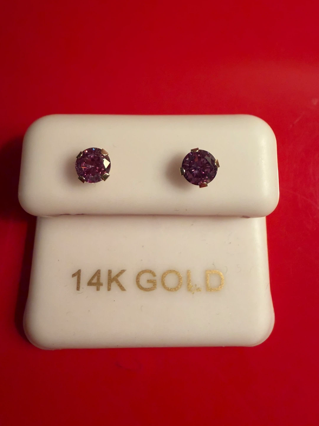 14K Gold Purple Moissanite Stud Earrings