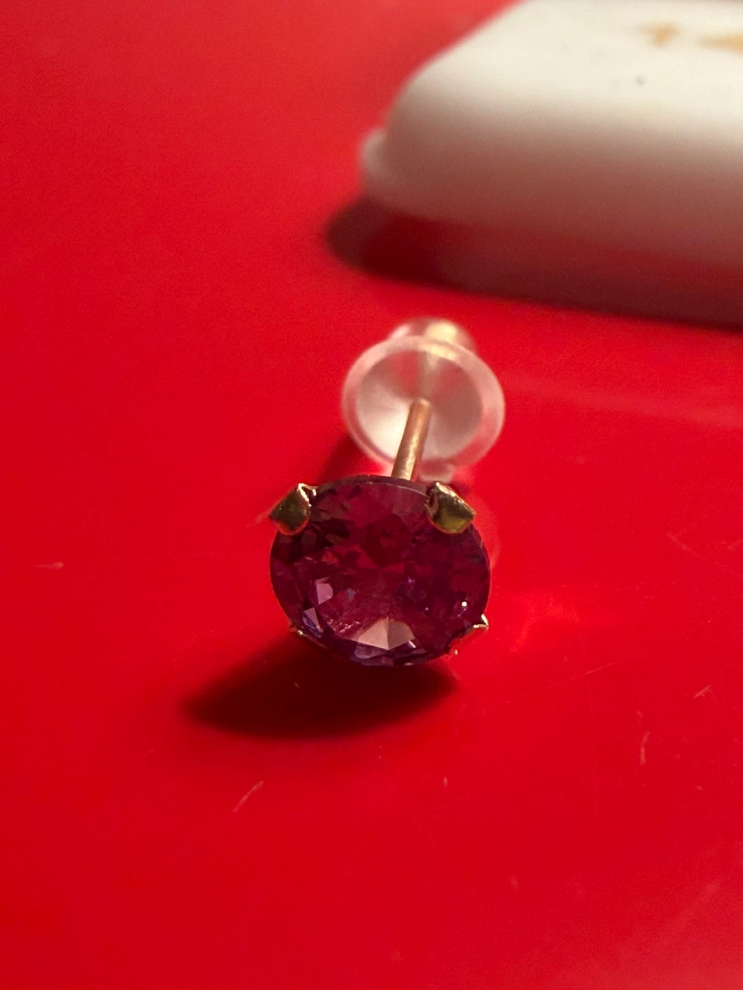 14K Gold Purple Moissanite Stud Earrings - photo 5
