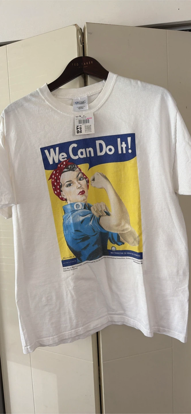 White "We Can Do It!" Graphic T-Shirt