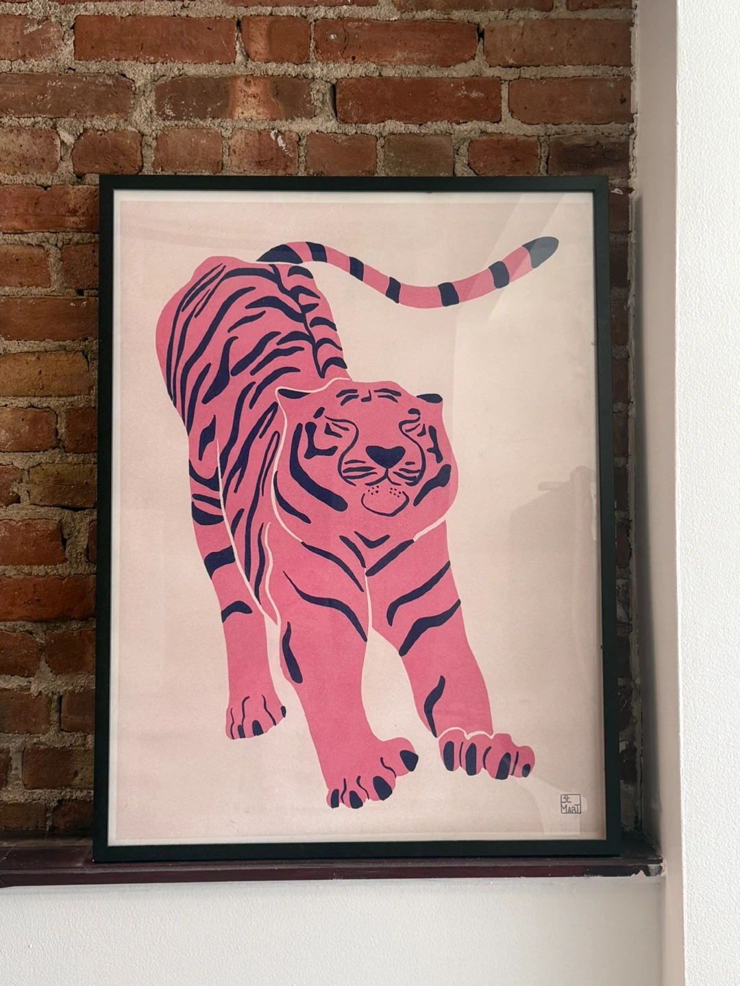 Framed Pink and Blue Tiger Art Print
