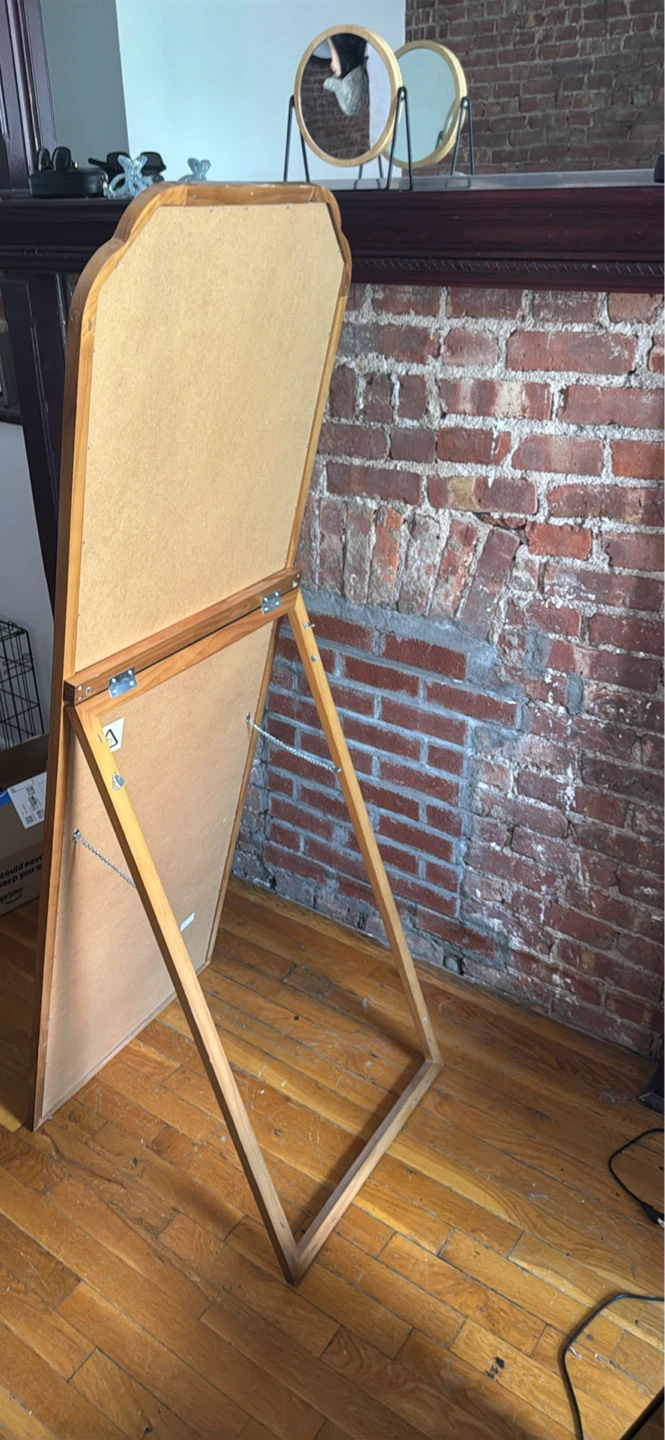 Gold/Wood Arch Floor Mirror - photo 2