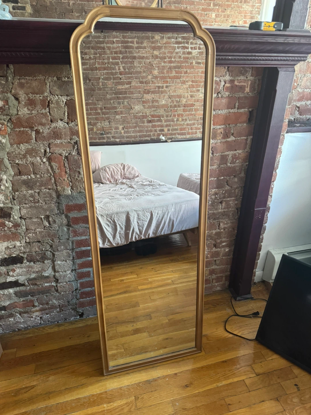 Gold/Wood Arch Floor Mirror