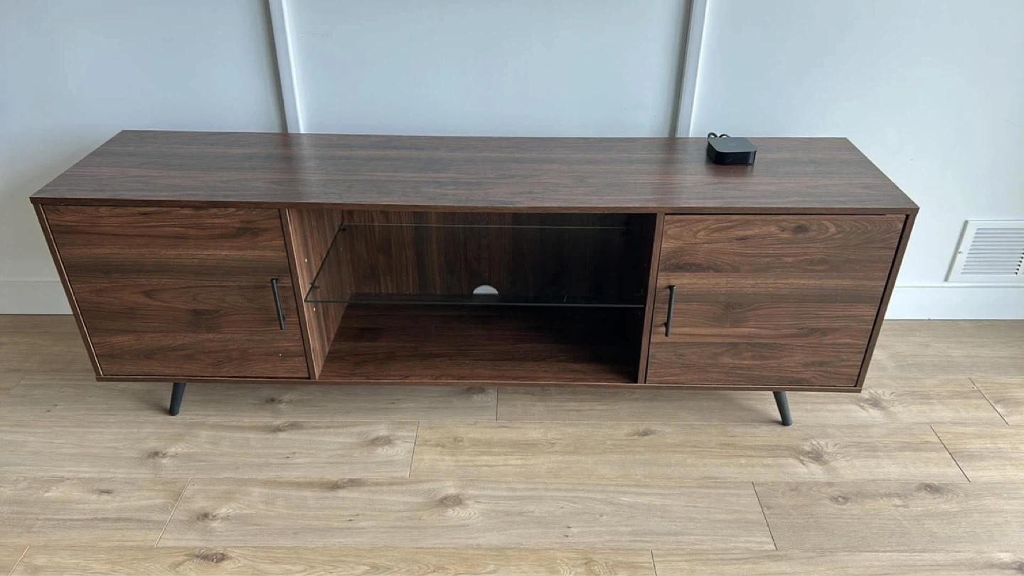 Dark Wood TV Stand with Storage