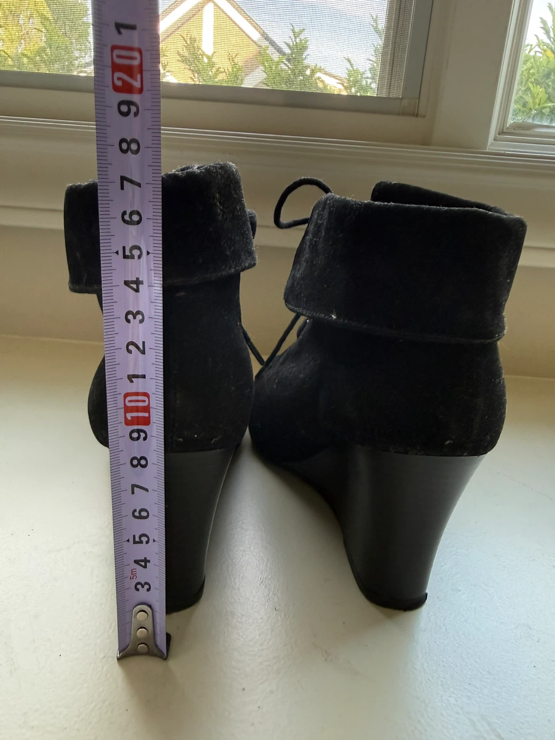 Topshop Black Suede Wedge Ankle Boots size 7 - photo 4