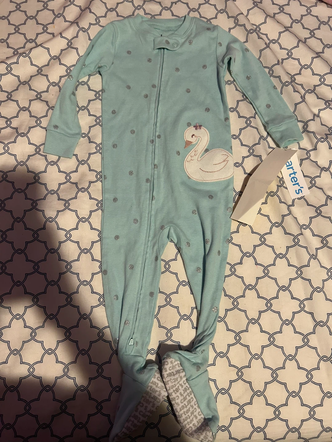 Carter's Baby Girl Swan Footed Pajamas 12 Months - photo 2