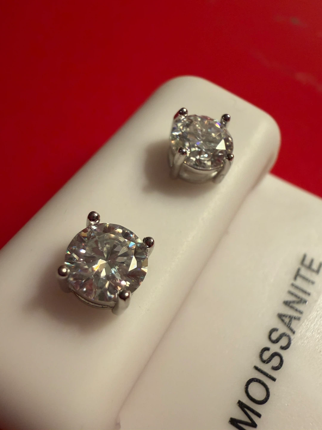 Sterling Silver 925 Moissanite Diamond Earrings 6.0mm - photo 2