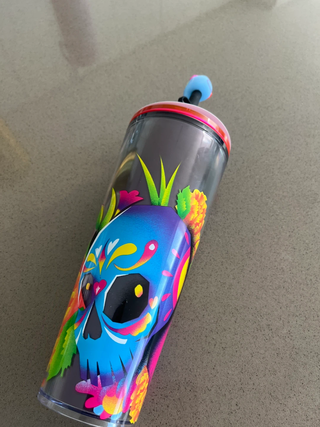 Starbucks Dia de Muertos Holographic Tumbler with Straw