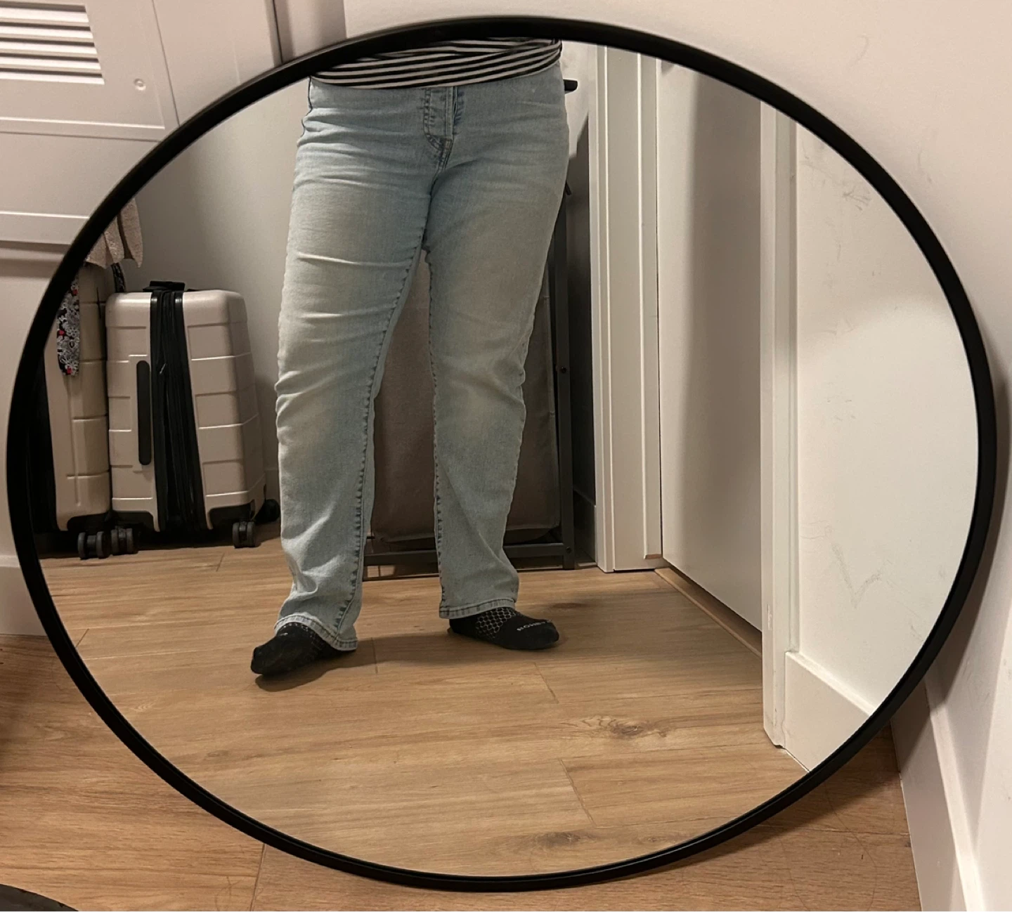 Round Black Framed Wall Mirror