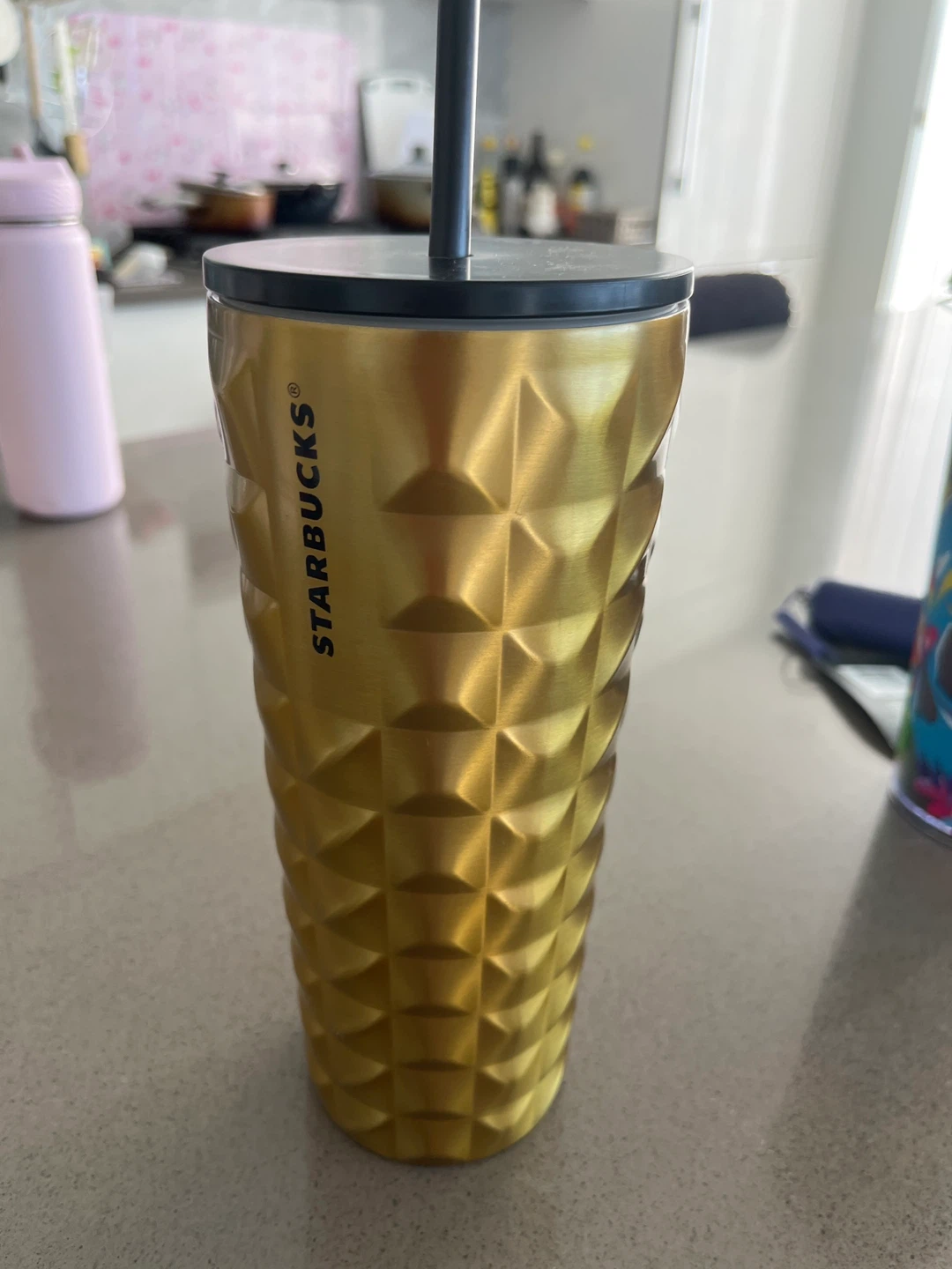 Starbucks Gold Tumbler with Straw - 24 oz