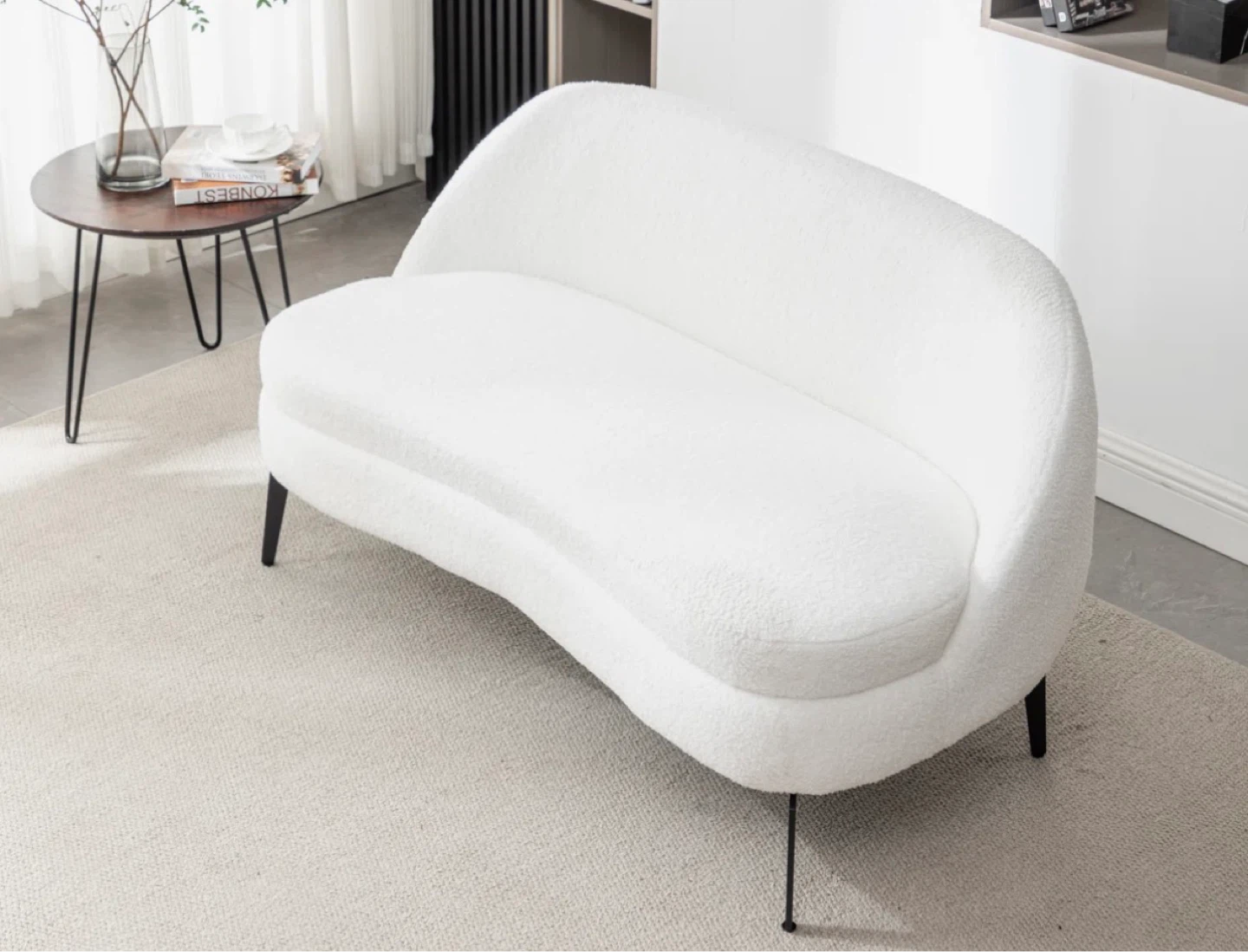 White Boucle loveseat Sofa 50’ - photo 4