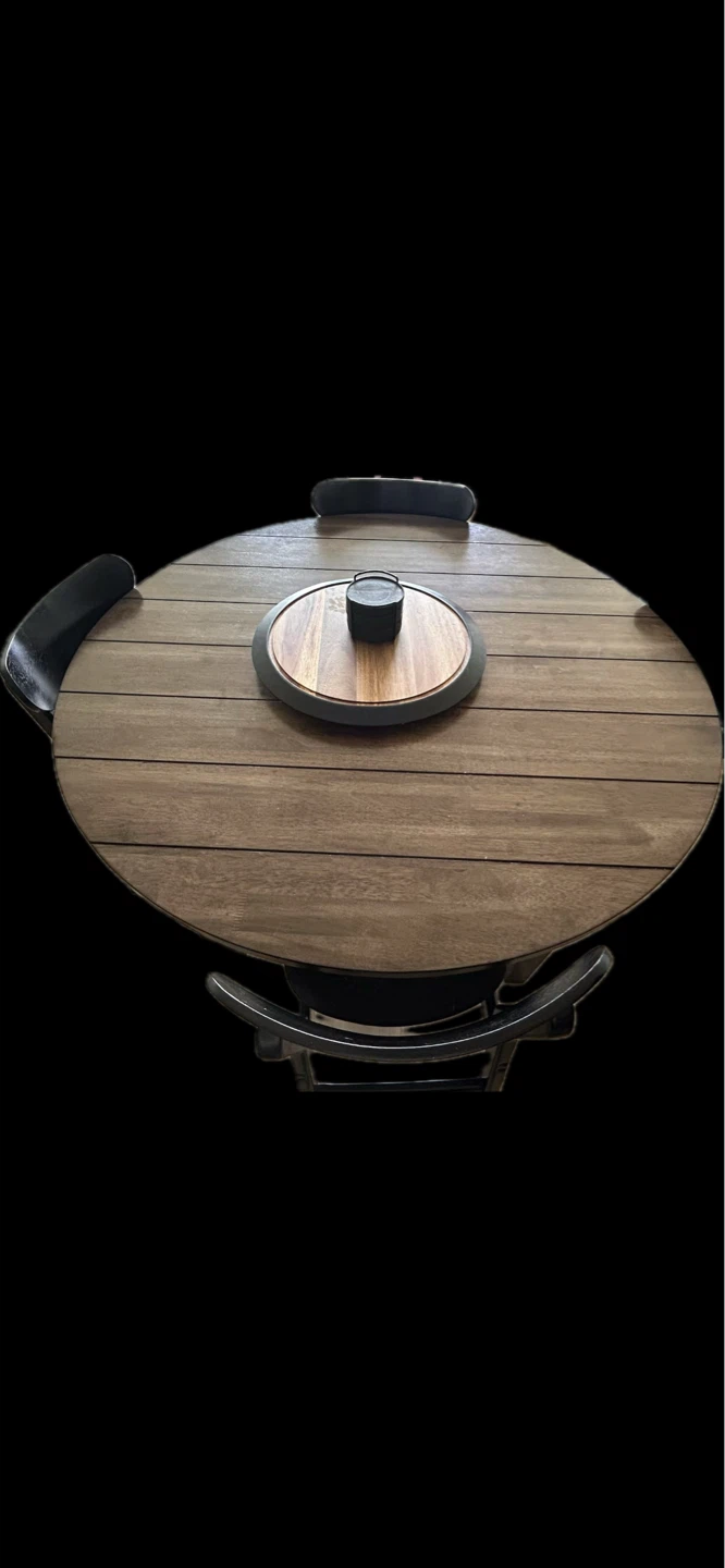 Round Wood Dining Table with 4 Chairs - photo 3