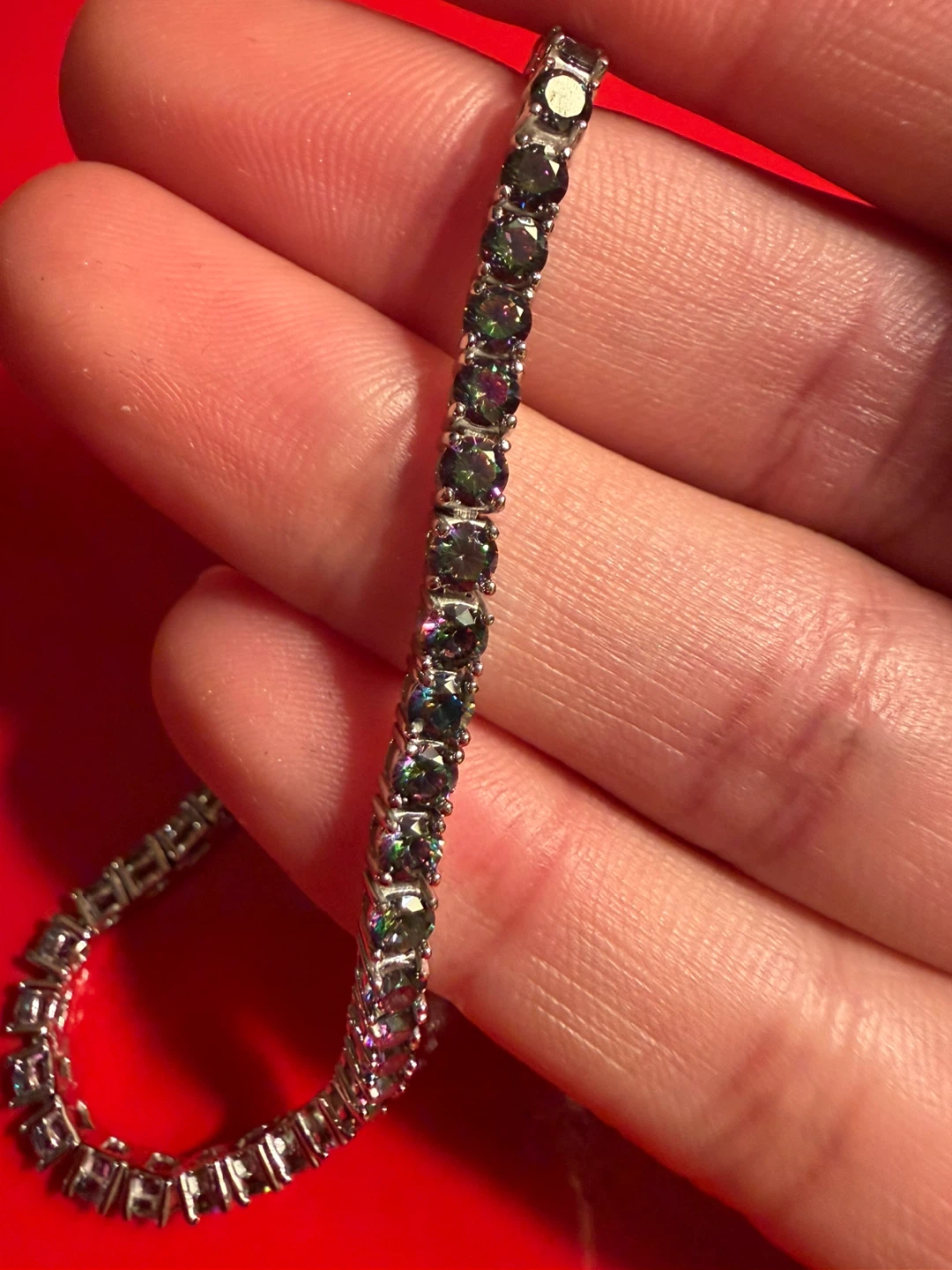 925 Sterling Silver Tennis Bracelet with Mystic Topaz Stones - photo 2