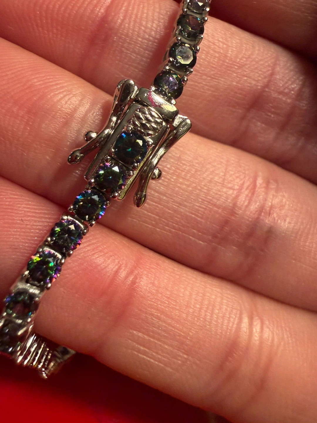 925 Sterling Silver Tennis Bracelet with Mystic Topaz Stones - photo 4