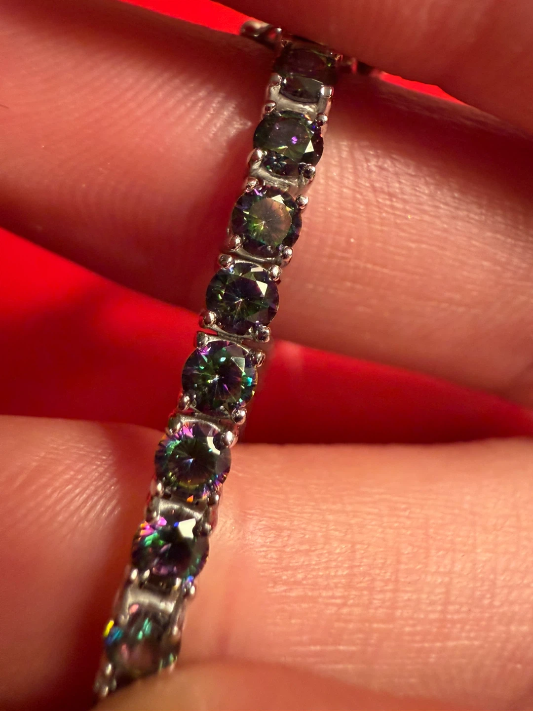 925 Sterling Silver Tennis Bracelet with Mystic Topaz Stones - photo 3