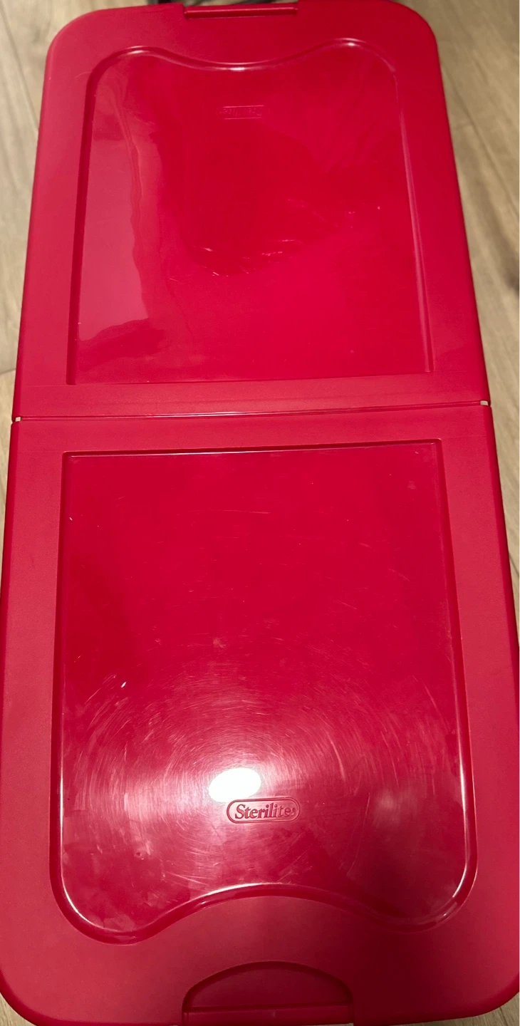Storage Bin with Gift Wrapping Supplies