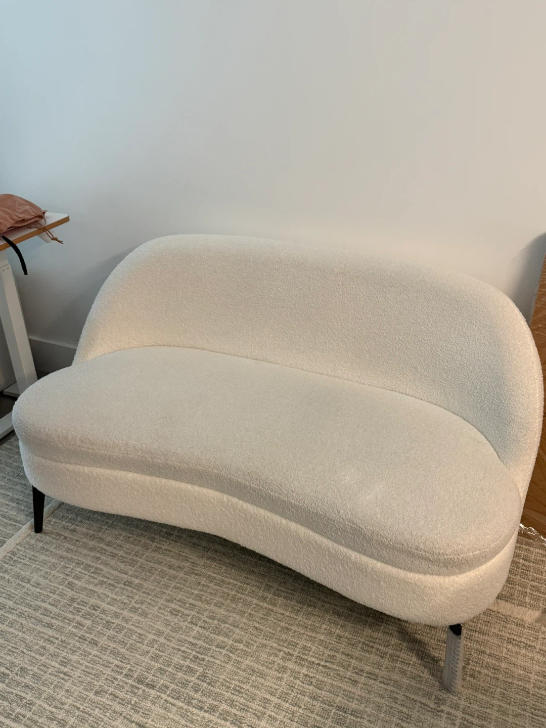 White Boucle loveseat Sofa 50’
