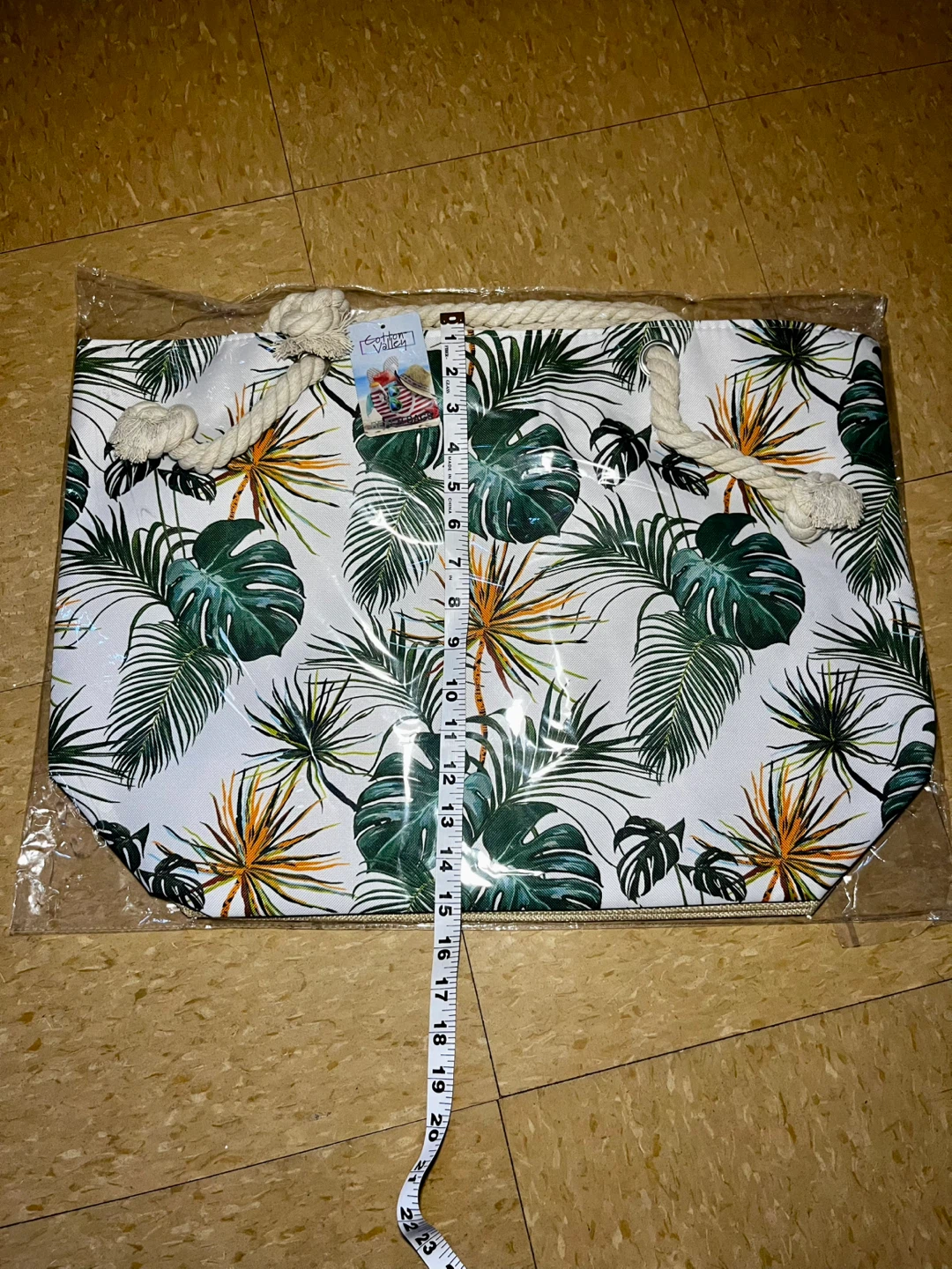 Tropical Print Beach Tote Bag with Rope Handles - photo 5