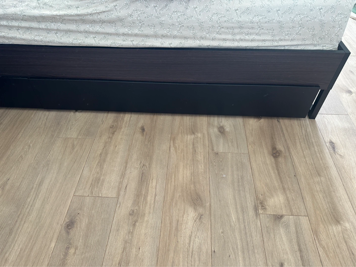 Queen Dark Wood Platform Bed Frame with under storage - photo 2