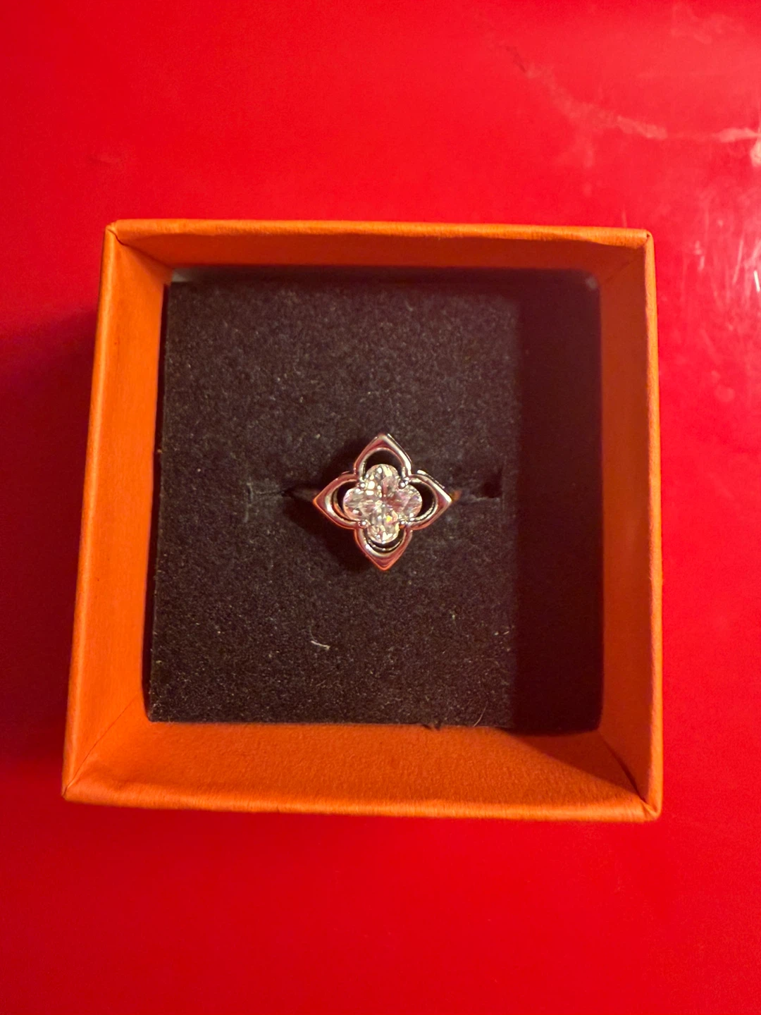 Rhinestone Clover Moissanite Ring