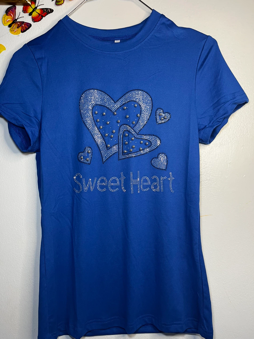 Blzz Royal Blue "Sweet Heart" Rhinestone T-Shirt Size M - photo 2