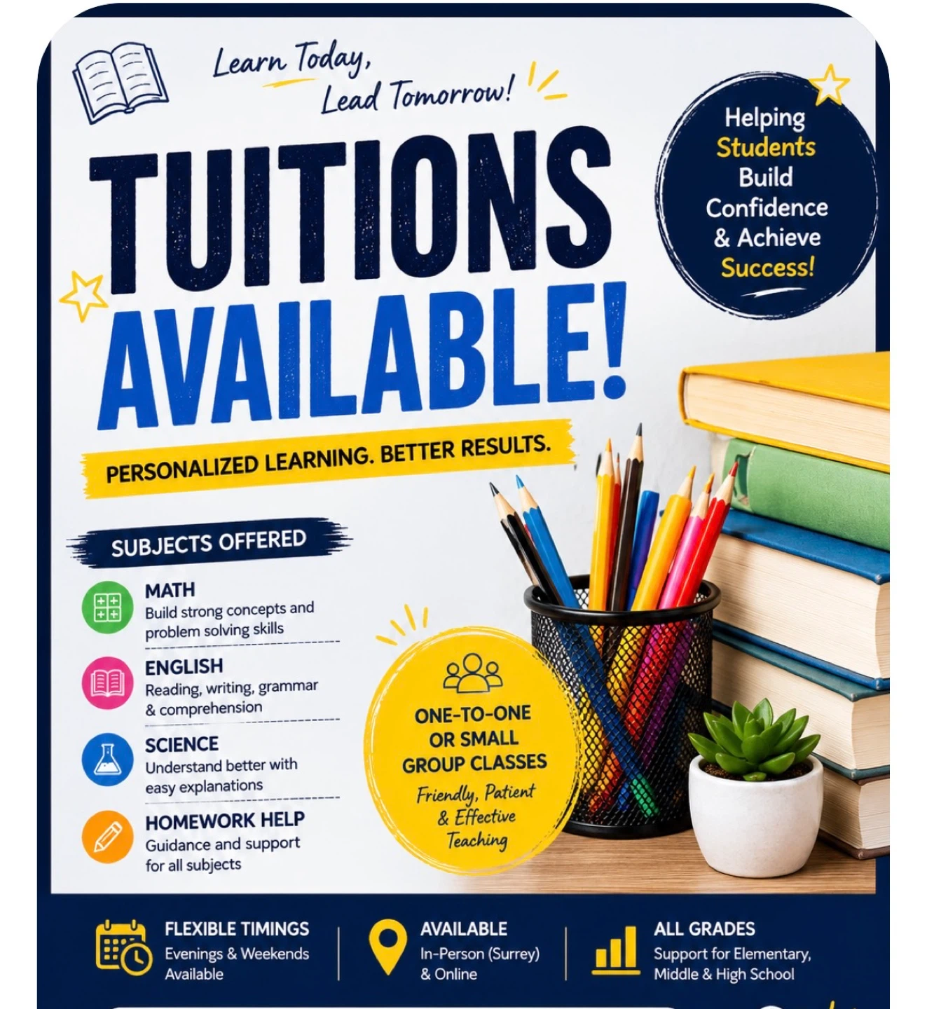 Tuition Available - Math, English, Homework Help