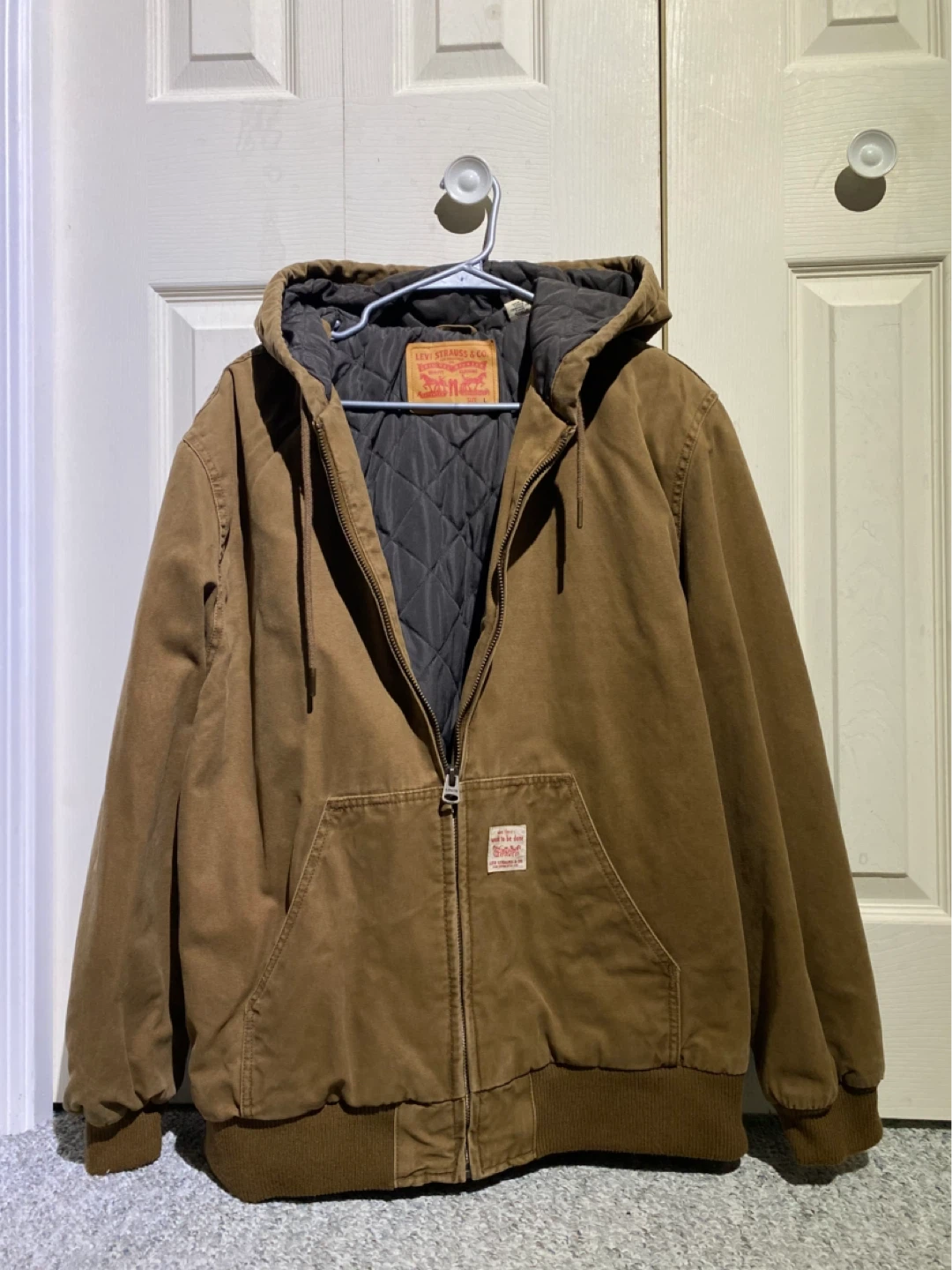 Levi Strauss & Co. Brown Quilted Lined Hooded Work Jacket Size L
