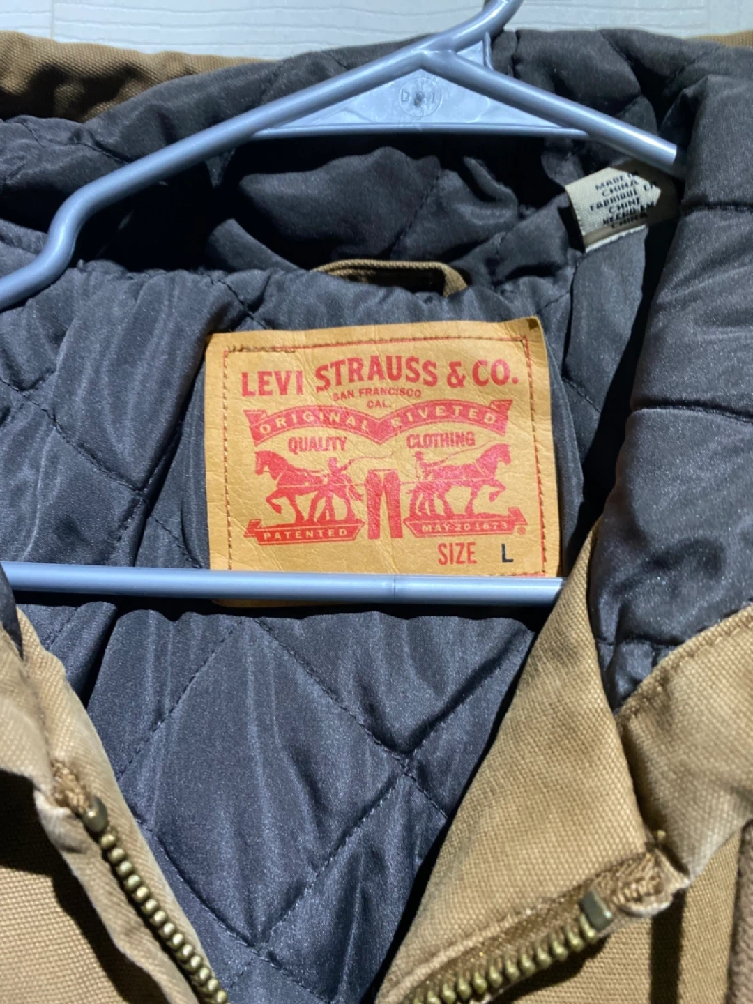 Levi Strauss & Co. Brown Quilted Lined Hooded Work Jacket Size L - photo 3