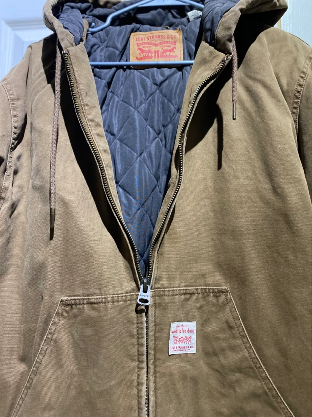 Levi Strauss & Co. Brown Quilted Lined Hooded Work Jacket Size L - photo 4