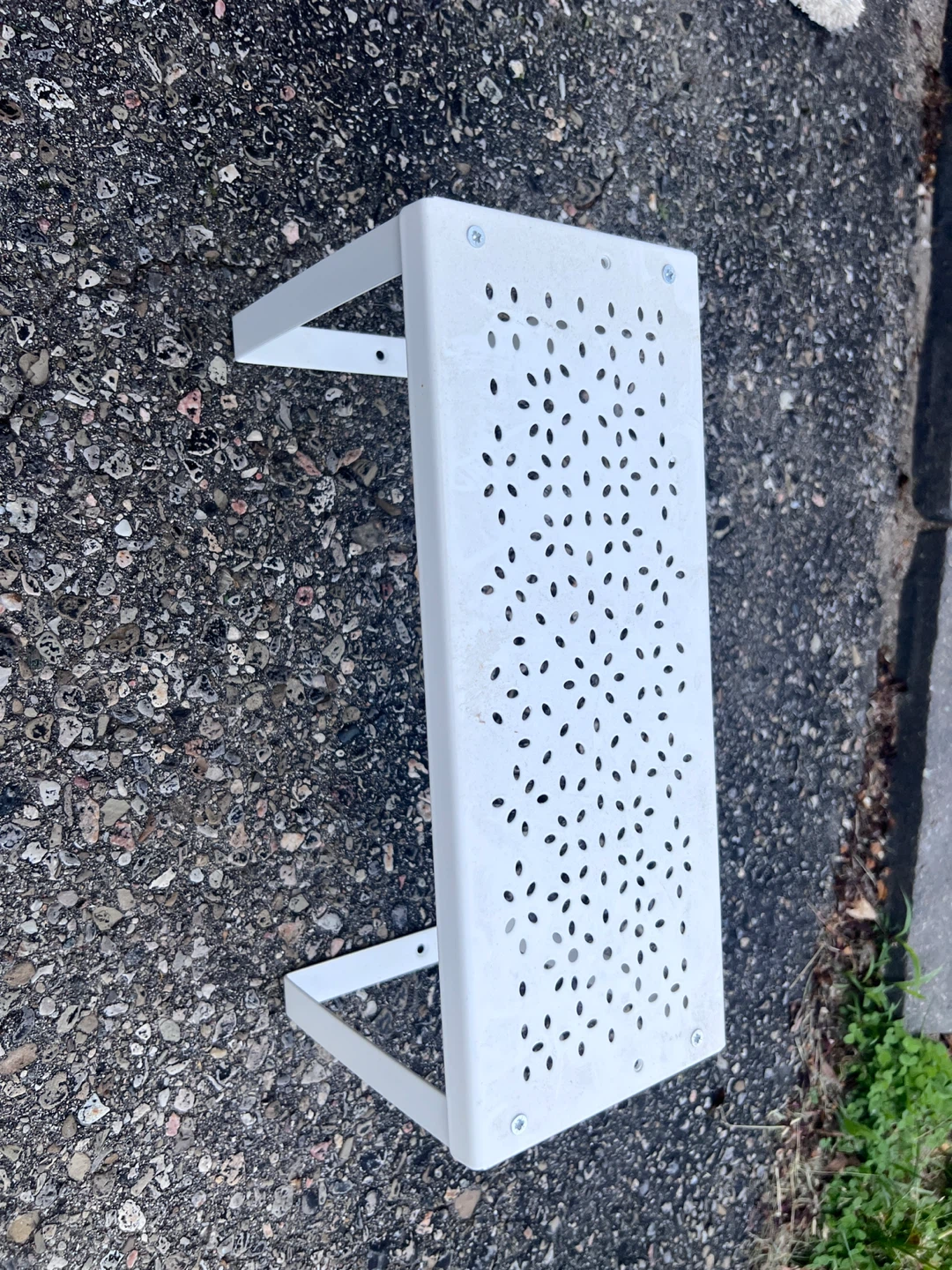 White Metal shelf Table with Perforated Top