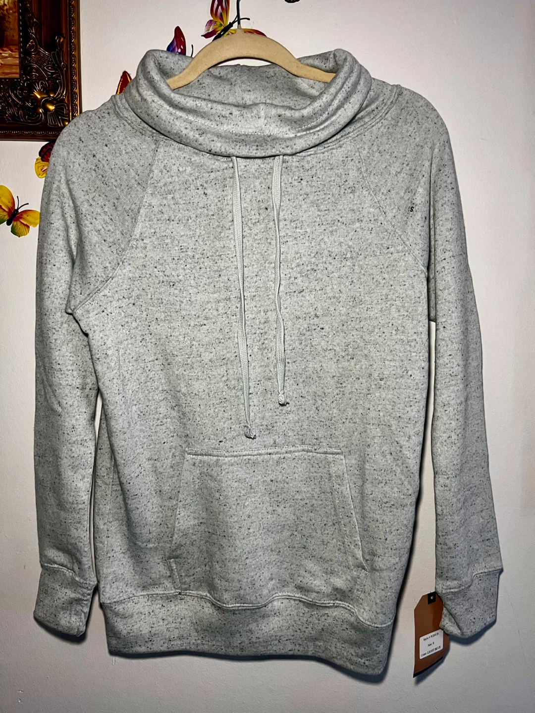 Cowl Neck Speckled Hoodie