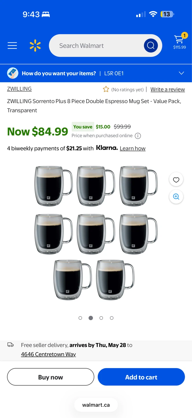 ZWILLING Sorrento Plus 8 Piece Double Wall Espresso Mug Set