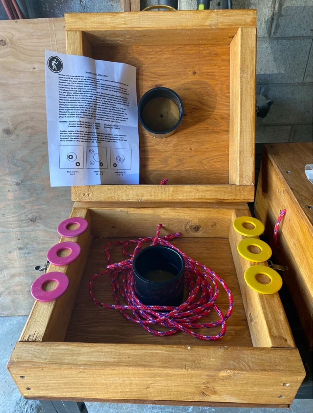 Handmade Wooden Washer Toss Game Set