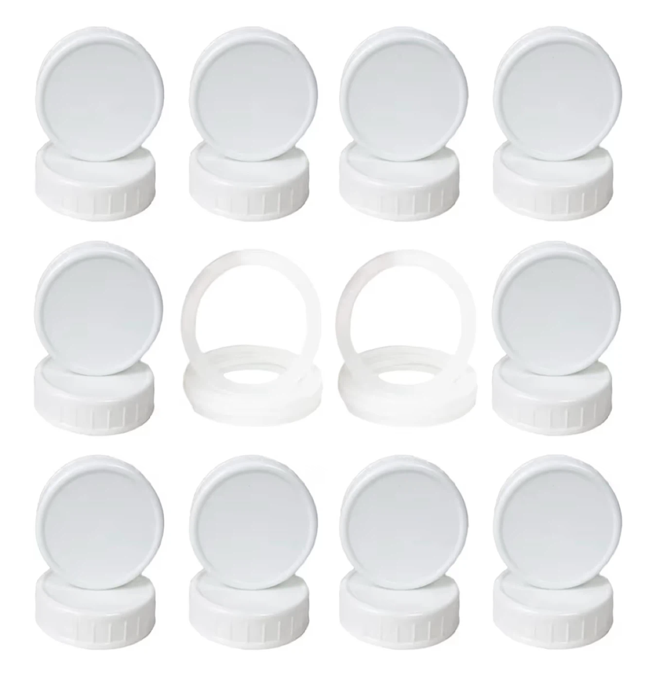20 Pack White Plastic Mason Jar Lids with Seal Ring
