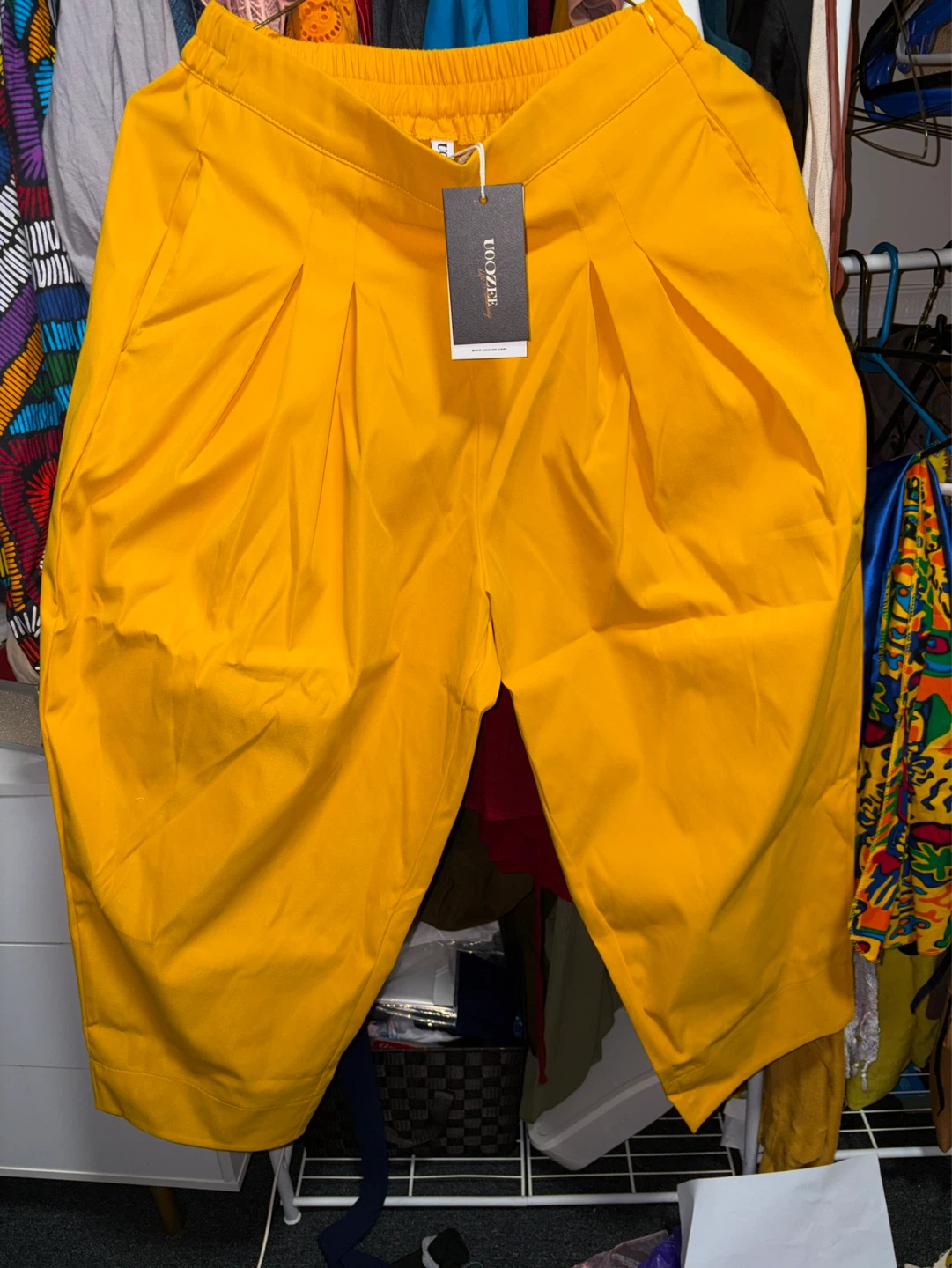 UOZEE Yellow Pleated Cropped Pants - photo 2