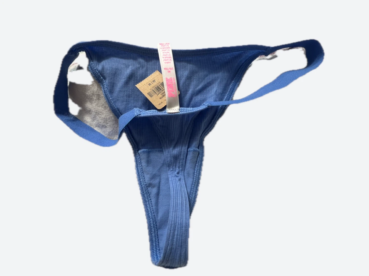 Victoria's Secret PINK Blue Ribbed Thong Panty - Size M - photo 2