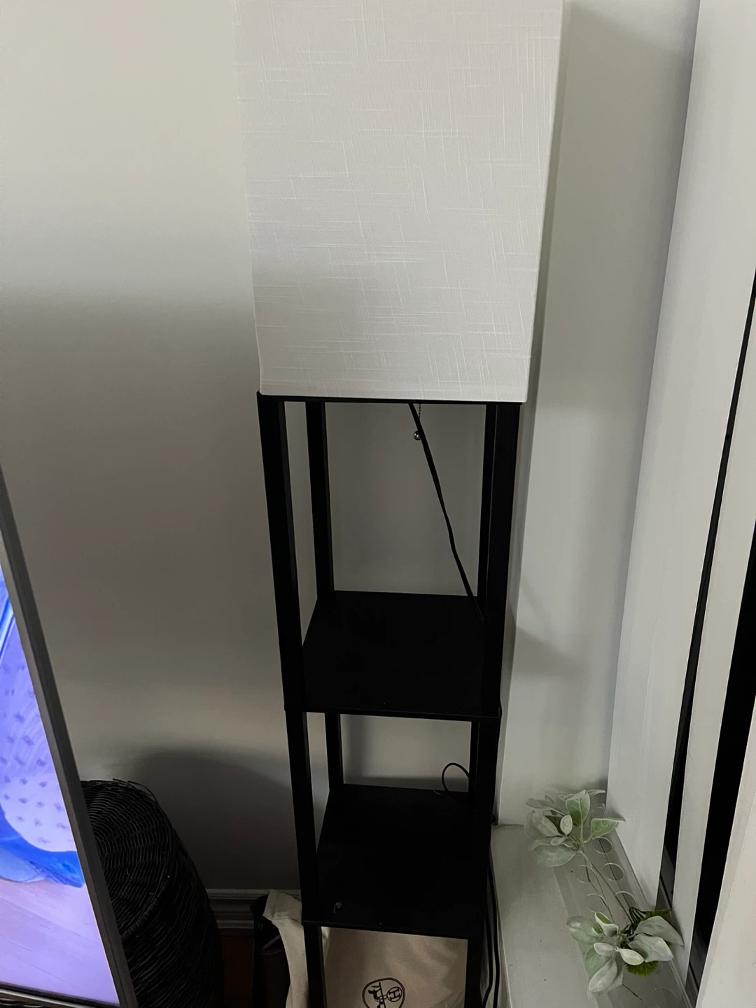 Black Floor Lamp with Shelves