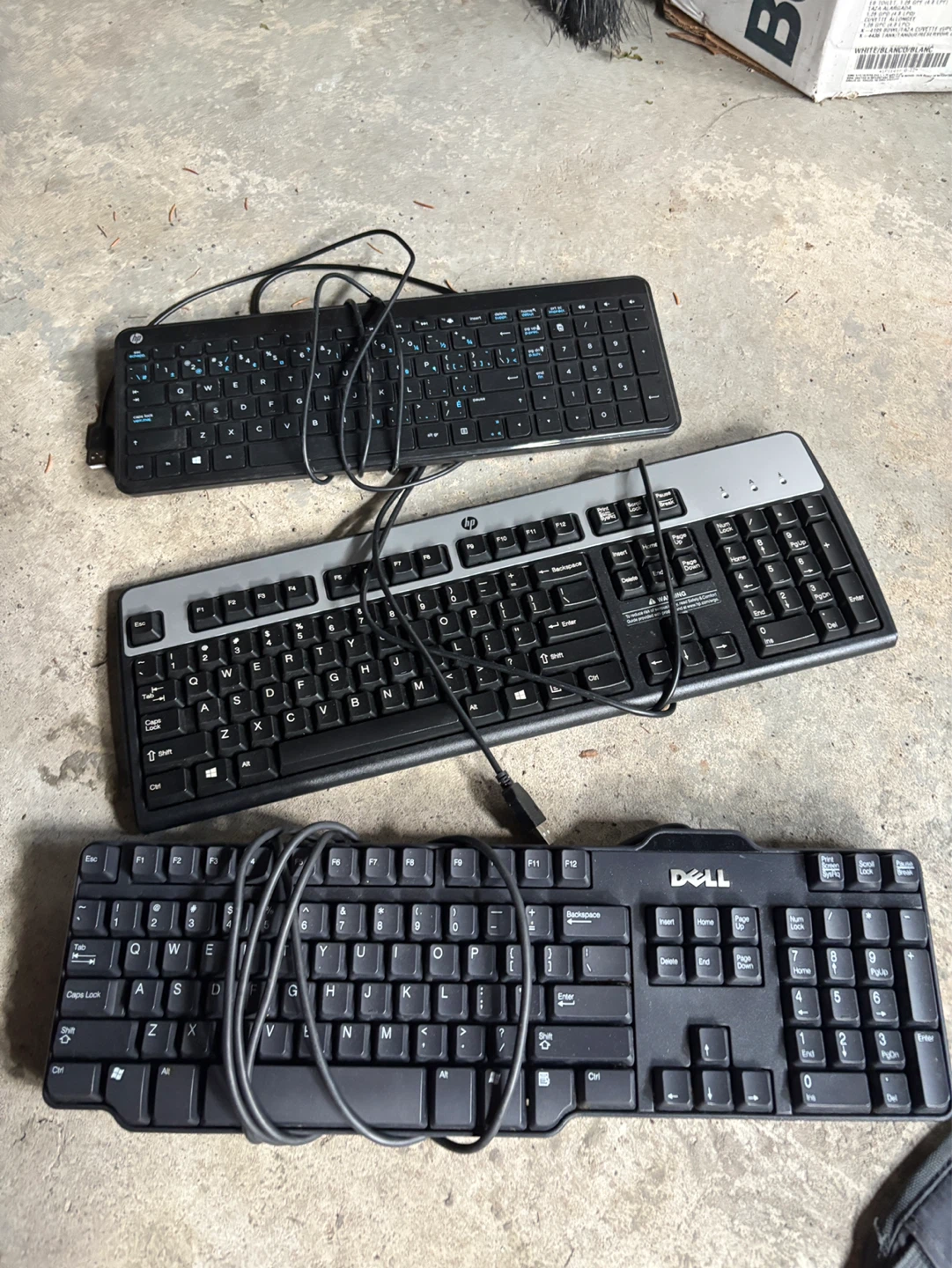 Lot of 3 Dell, HP, and Generic Wired Keyboards