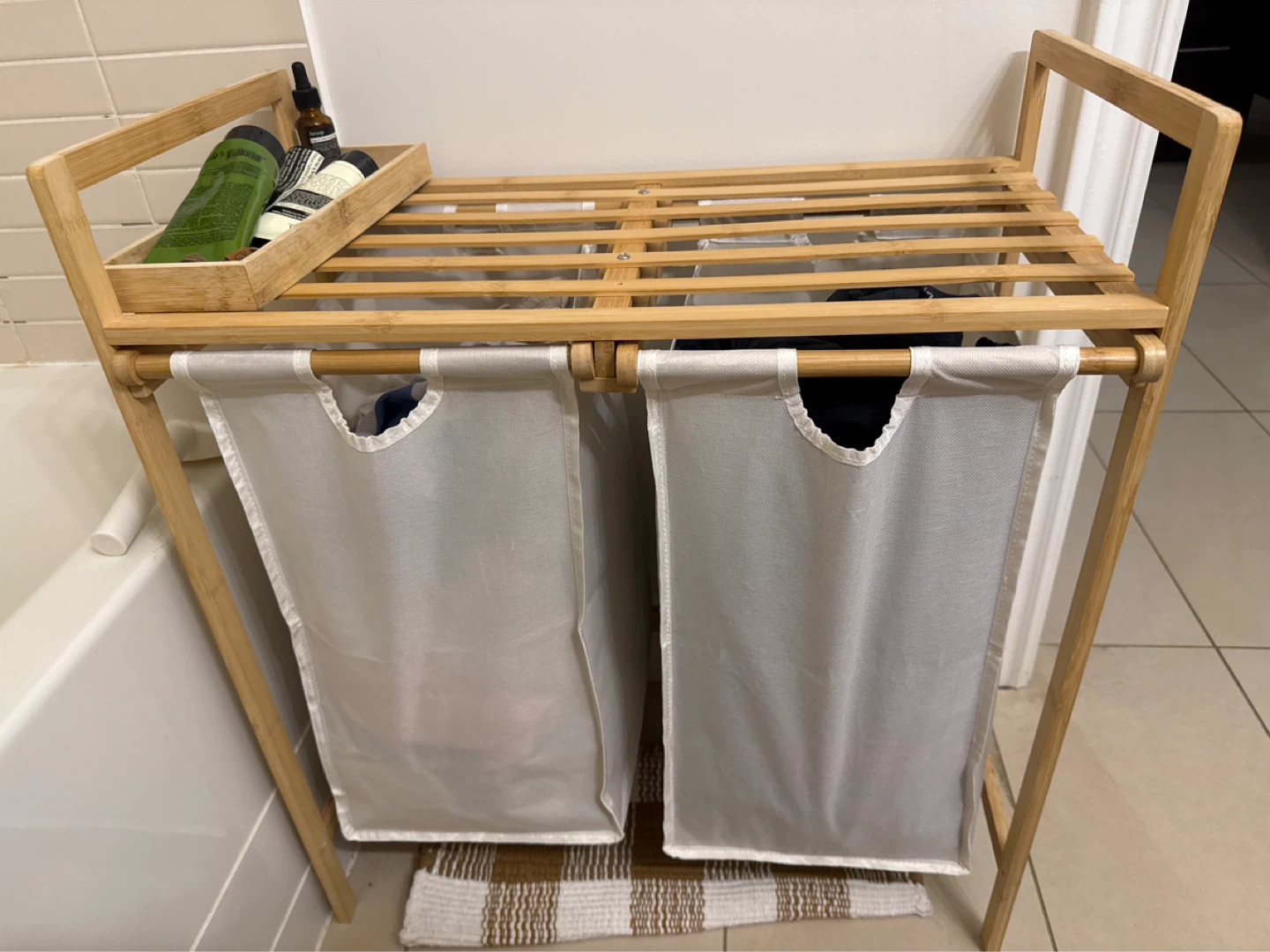 Bamboo Laundry Sorter with 2 Baskets - photo 3