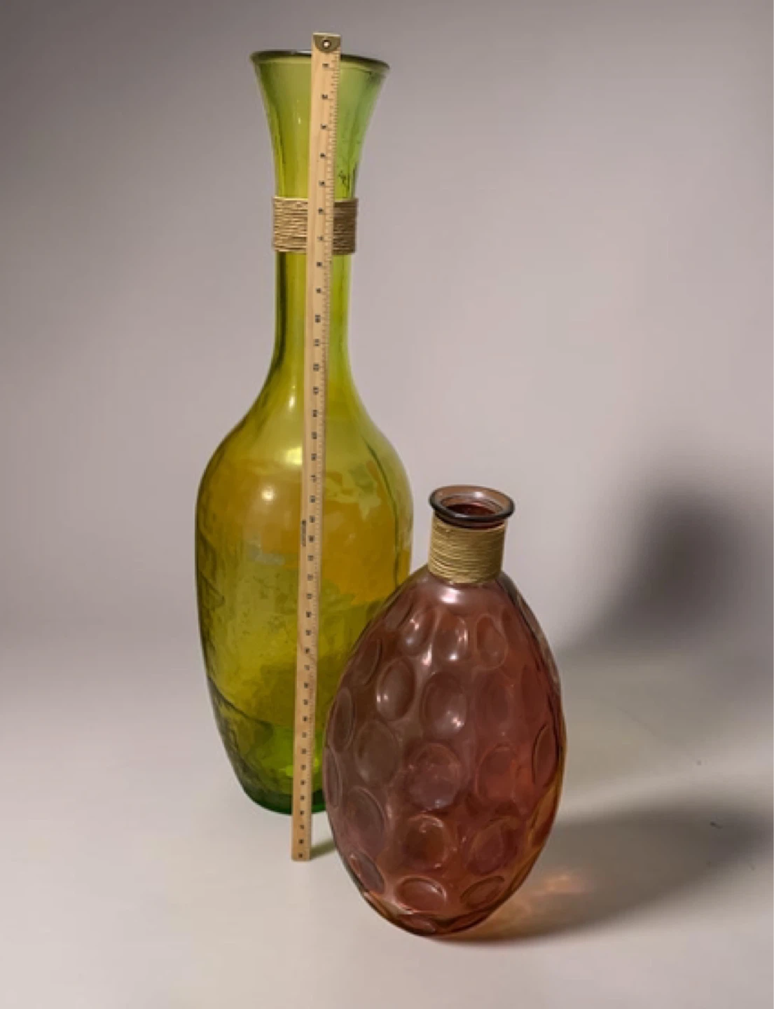 Set of 2 Glass Vases - Green and Brown - photo 2
