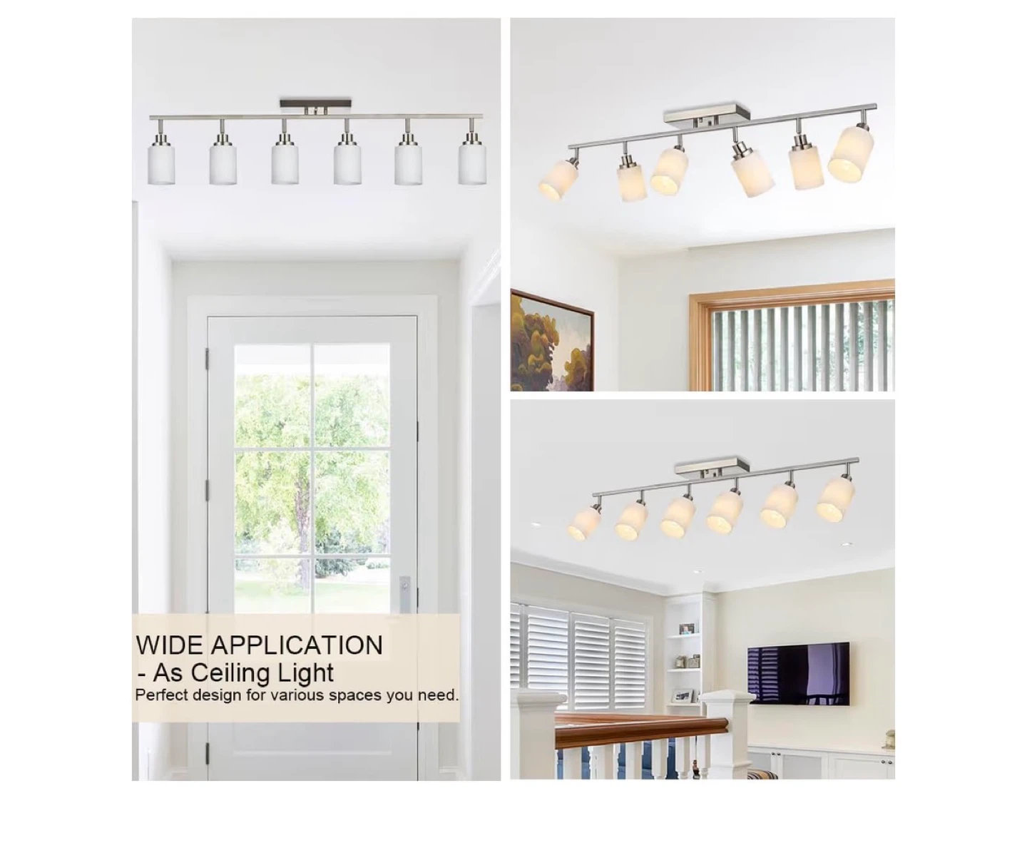 6-Light Track Bar Ceiling/Wall Light Fixture - Brushed Nickel - photo 3