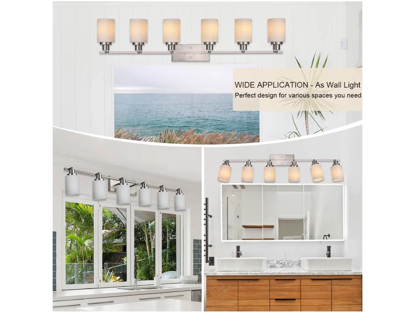 6-Light Track Bar Ceiling/Wall Light Fixture - Brushed Nickel - photo 4