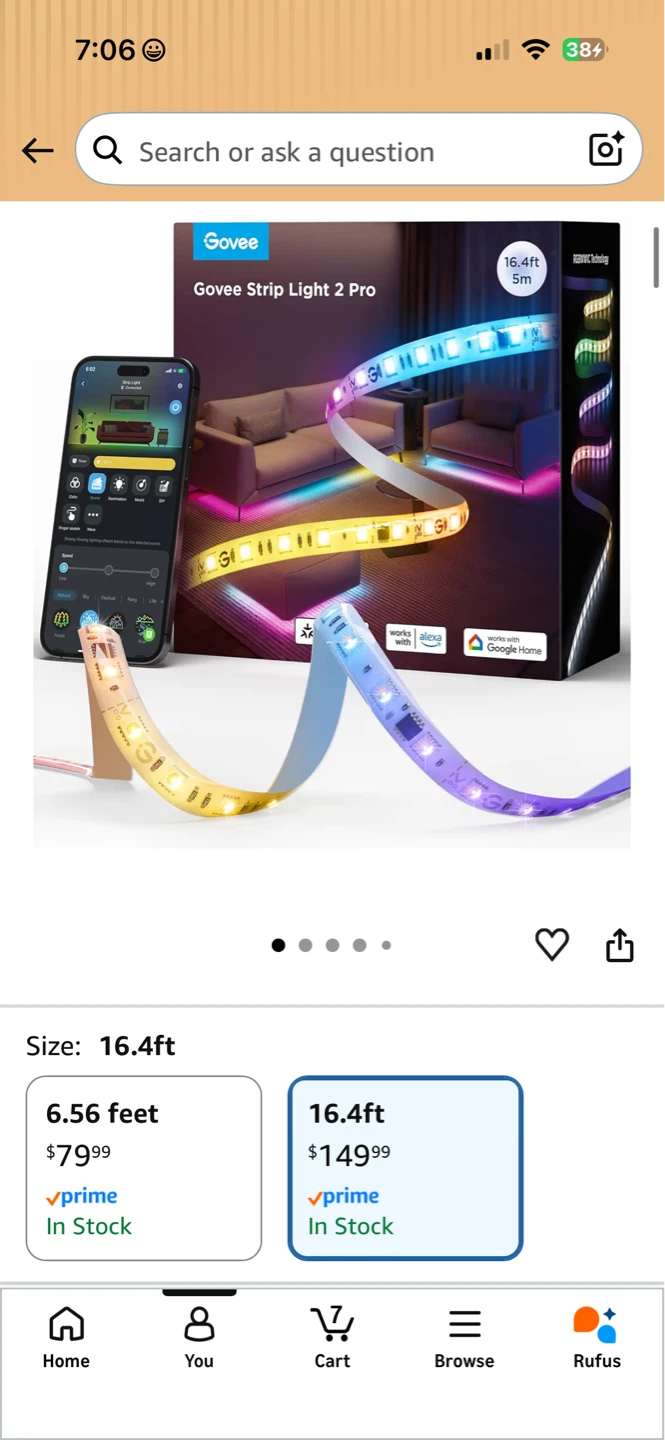 Govee Strip Light 2 Pro RGBIC LED Smart Lights 16.4ft - photo 4