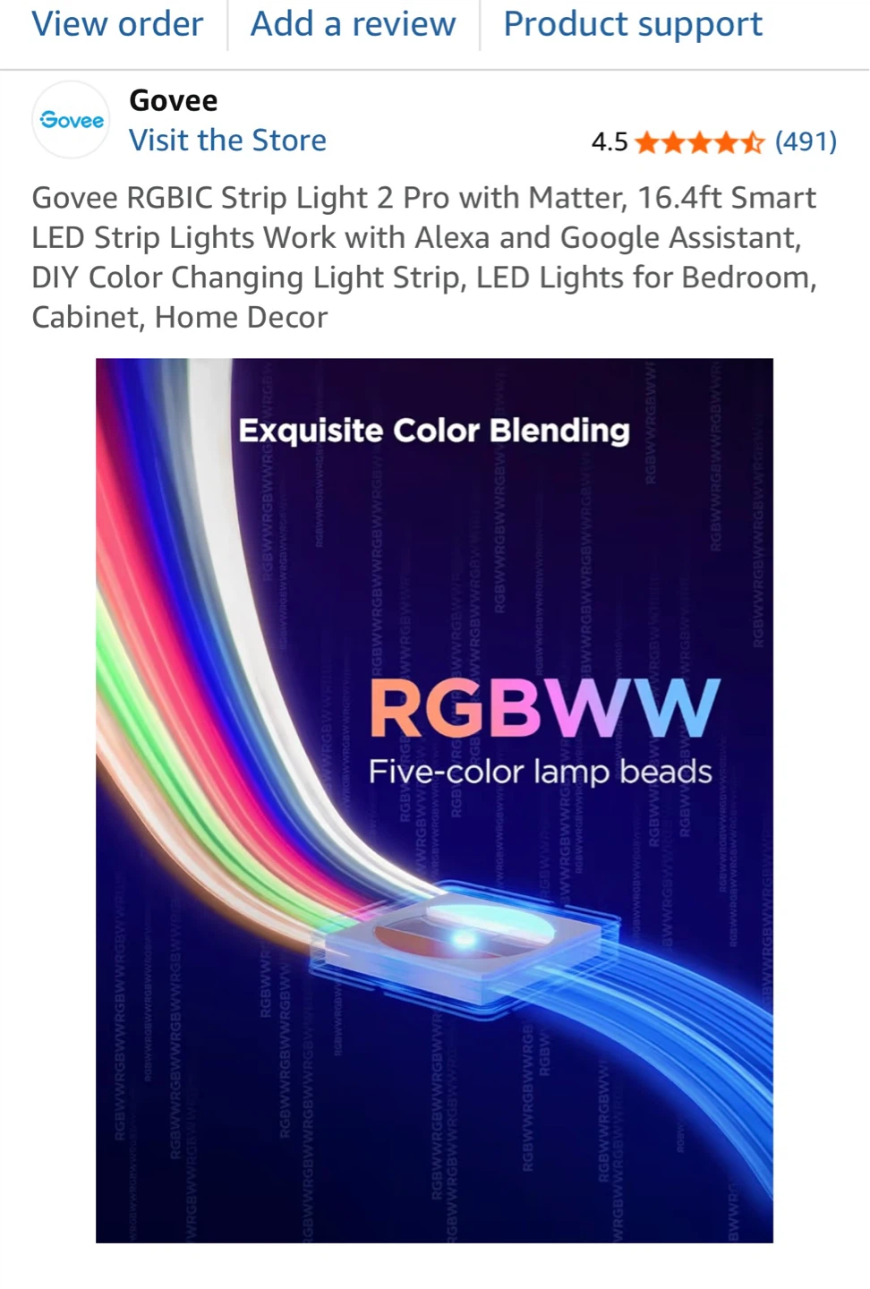 Govee Strip Light 2 Pro RGBIC LED Smart Lights 16.4ft - photo 2