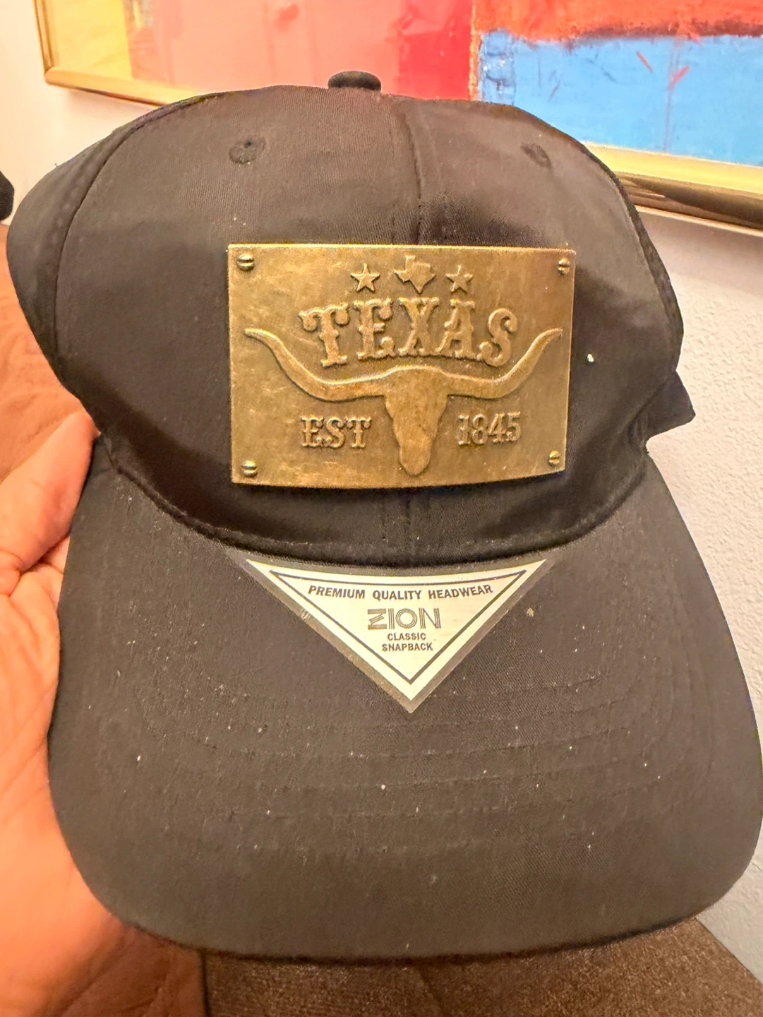 Black Zion Classic Snapback Hat with Texas Longhorn Emblem