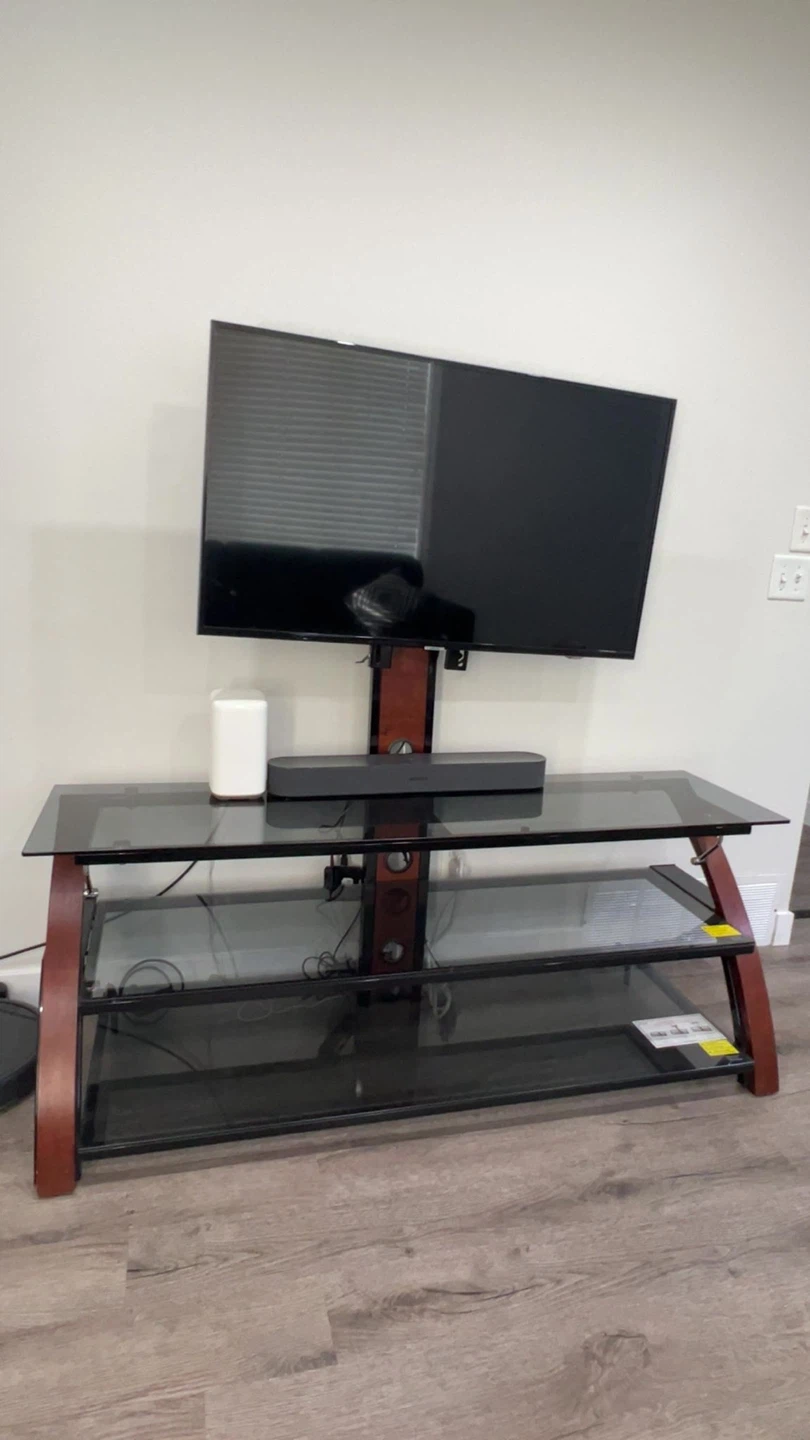 Black 3-Shelf TV Stand with Mount