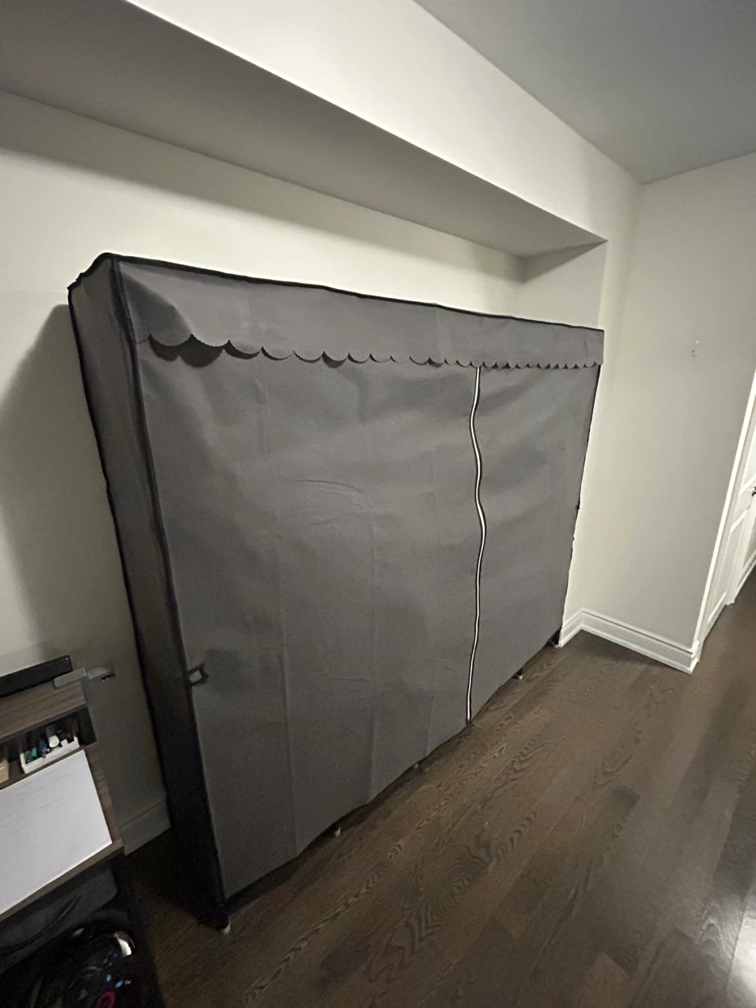 Grey Portable Wardrobe with Shelves - photo 2
