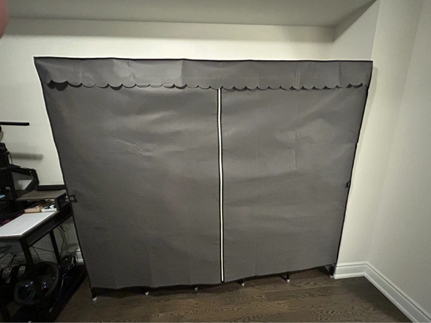 Grey Portable Wardrobe with Shelves