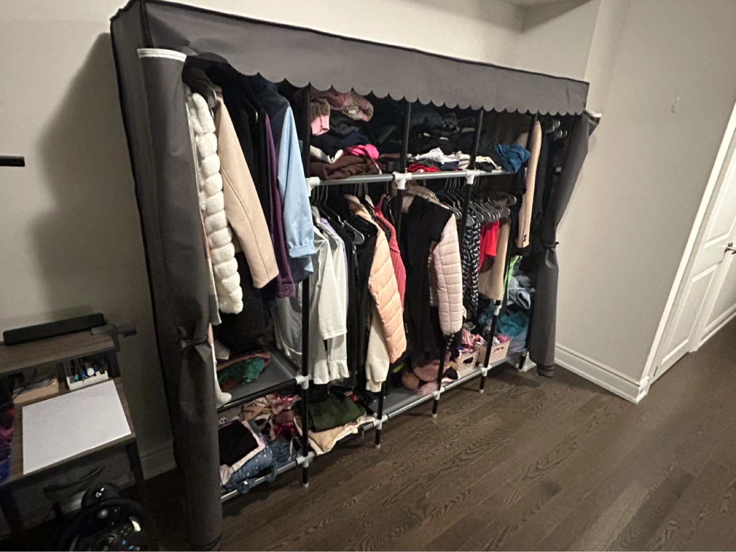Grey Portable Wardrobe with Shelves - photo 5