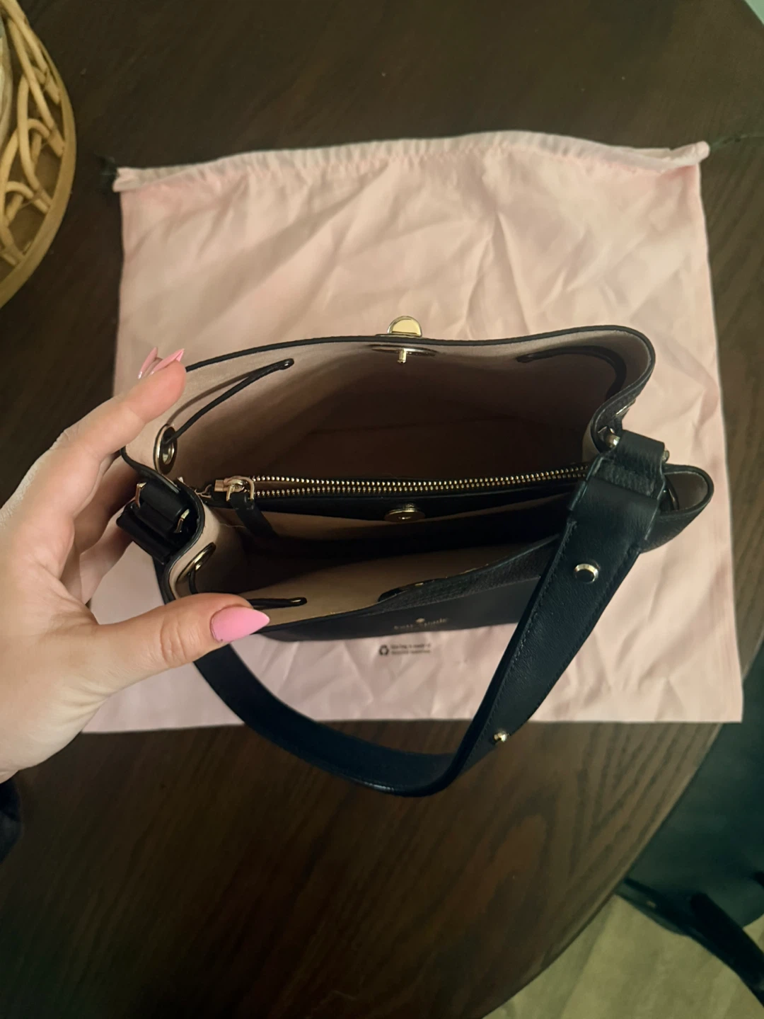Kate Spade Black Leather Bucket Bag